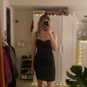 SATIN BUSTIER BLACK MINI DRESS